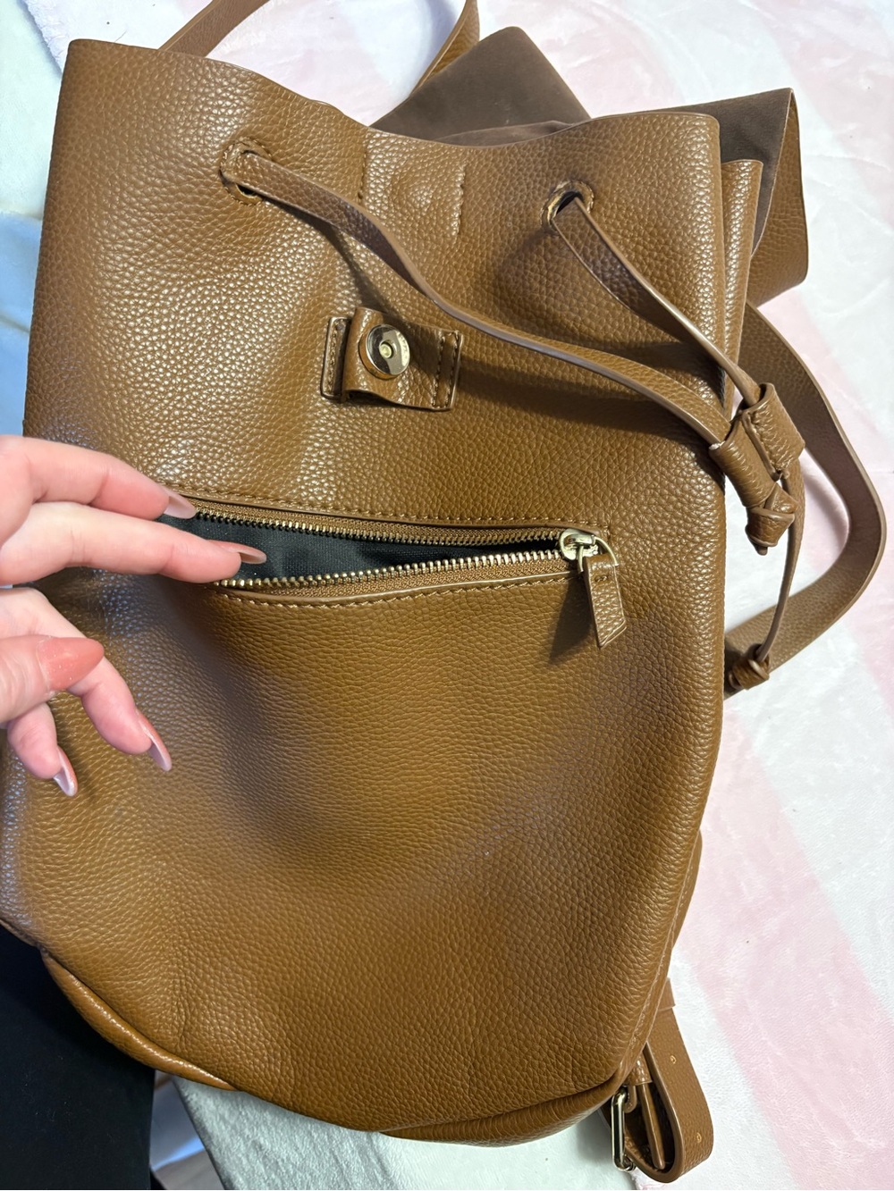 Brown Pebbled Backpack - Picture 5 of 6